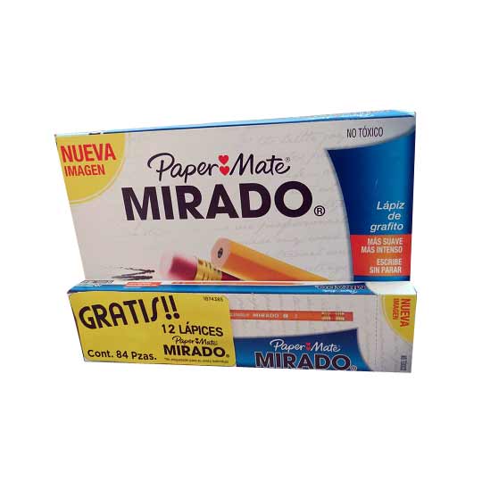 LAPIZ MIRADO NO 2 HEXAGONAL C/72 PIEZAS + 12 PIEZAS / PAPER MATE