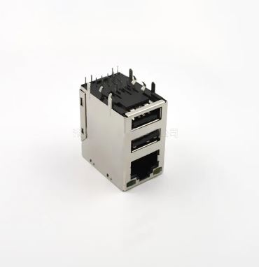 CONECTOR RJ45 DOBLE USB BLINDADO PARA SOLDAR PCB / GENERICO