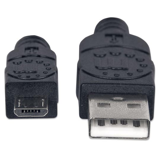 CABLE USB A-MICRO B V2.0 1M NEGRO / MANHATTAN