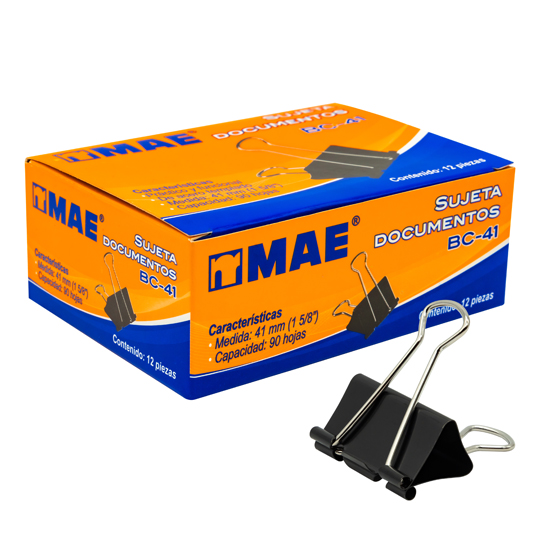 SUJETADOCUMENTOS DE 41 MM 12 PIEZAS / MAE