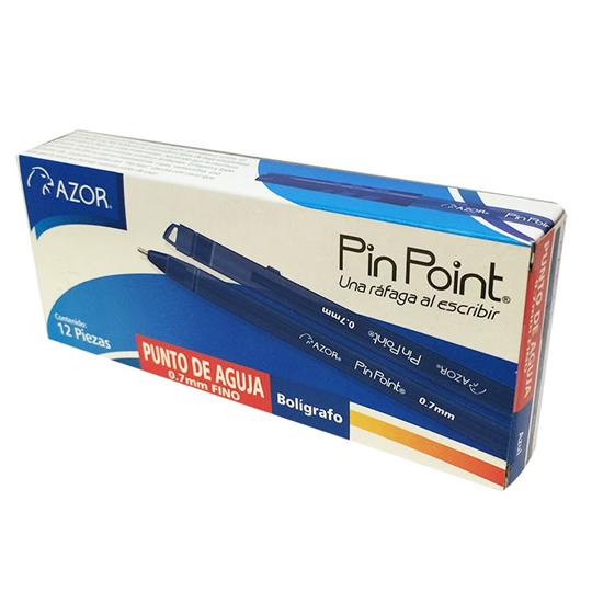 BOLIGRAFO AZUL PUNTO FINO C/12 PIEZAS / AZOR
