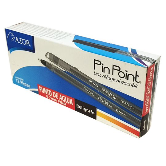 BOLIGRAFO NEGRO PUNTO FINO C/12 PIEZAS / AZOR