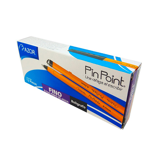 BOLIGRAFO NEGRO PUNTO FINO CUERPO AMARILLO C/12 PIEZAS / AZOR