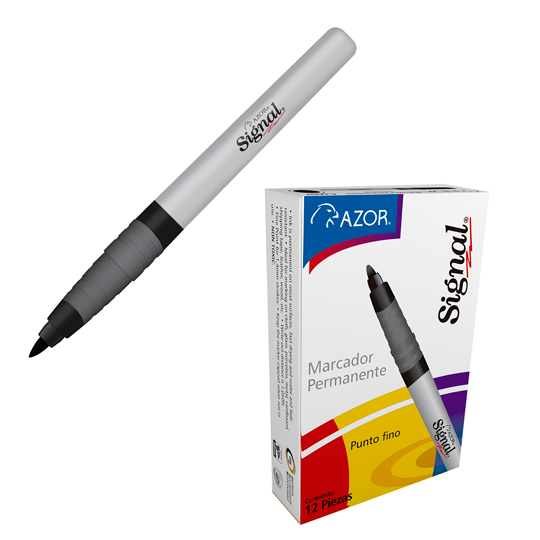 MARCADOR SIGNAL FINO NEGRO C/12 / AZOR