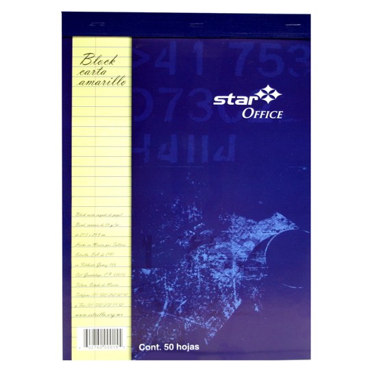 [EST-BLK-15] BLOCK DE RAYA TAMAÑO CARTA AMARILLO 50 HOJAS / ESTRELLA
