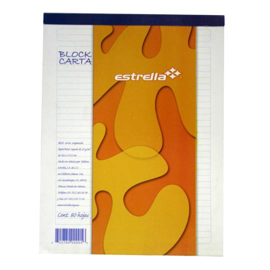 [EST-BLK-RAYA5] BLOCK DE RAYA TAMAÑO CARTA 80 HOJAS / ESTRELLA