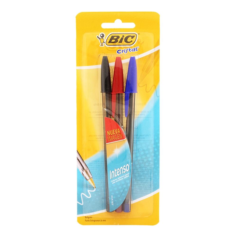 [BIC-BOL-BOLSURT] BOLIGRAFO CRISTAL NEGRO AZUL ROJO C/3 PIEZAS / AZOR