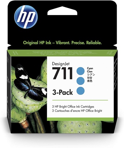 [HP-TIN-CZ134A] CART. TINTA HP 711 CYAN PACK 3 / HEWLETT PACKARD