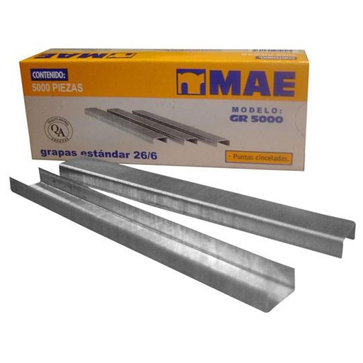 [MAE-GRA-GR5000] GRAPA ESTANDAR 26/6 CAJA C/5000 PZAS / MAE