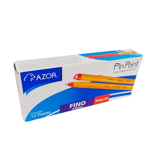 [AZO-BOL-6820ROJ] BOLIGRAFO ROJO PUNTO FINO CUERPO AMARILLO C/12 PIEZAS / AZOR