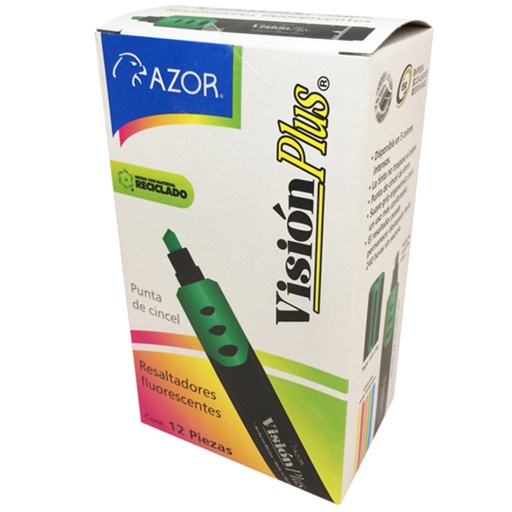 [AZO-MAR-2600VE] RESALTADOR VISION PLUS VERDE C/12 / AZOR