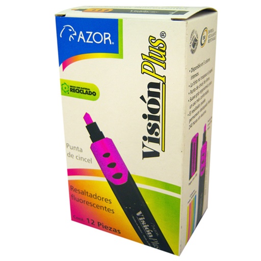 [AZO-MAR-2600RS] RESALTADOR VISION PLUS ROSA C/12 / AZOR