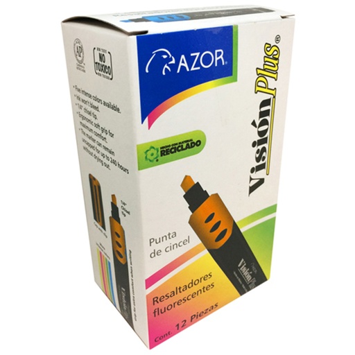 [AZO-MAR-2600NA] RESALTADOR VISION PLUS NARANJA C/12 / AZOR