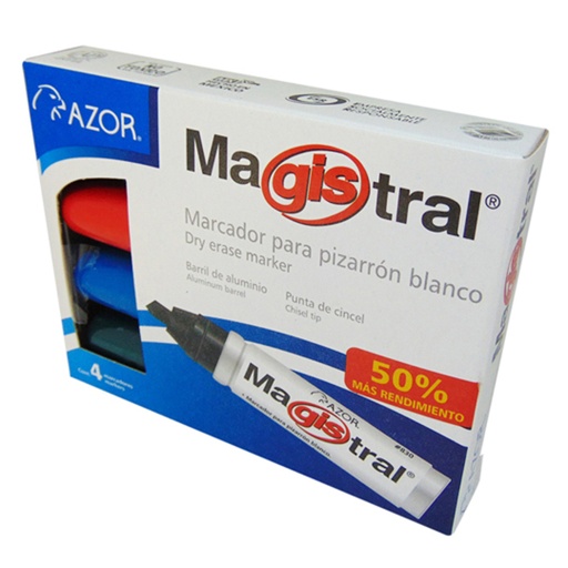 [AZO-MAR-830-4] MARCADOR MAGISTRAL ALUMINIO SURT. C/4 / AZOR