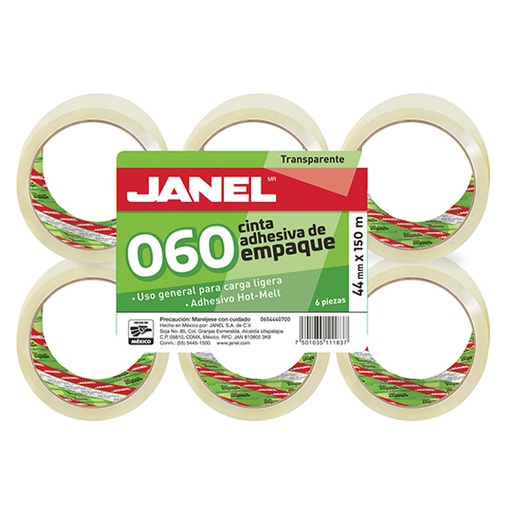[JAN-ADS-6544X15] CINTA EMPAQUE TRANSP 44X150 C/6 / JANEL