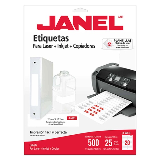 [JAN-ETI-5261-25] ETIQUETA BLANCA 25X102MM C/500 / JANEL
