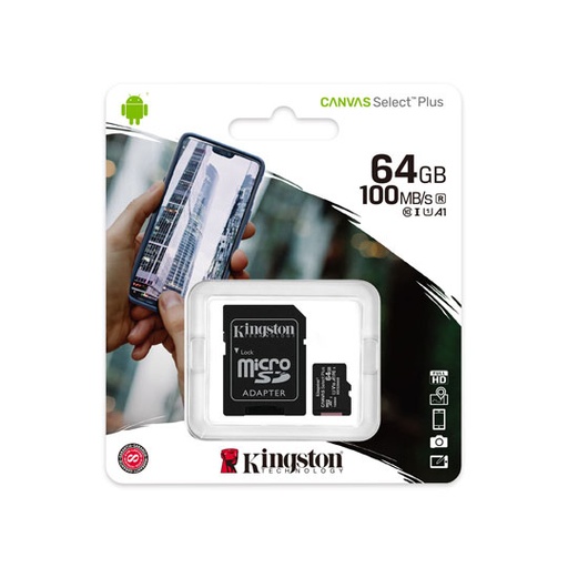 [ME-KIN-SDCS264G] MEMORIA KINGSTON 64 GB MICRO SD CLASS 10 / KINGSTON