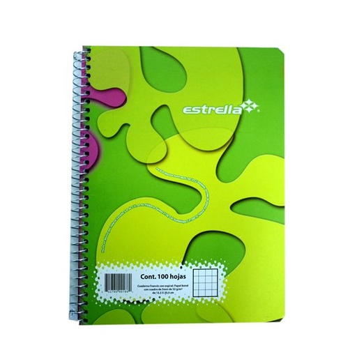 [EST-CUA-C186] CUADERNO ESPIRAL FORMA FRANCESA DE CUADRO CHICO 100 HOJAS / ESTRELLA