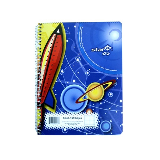 [EST-CUA-C184] CUADERNO ESPIRAL FORMA FRANCESA DE CUADRO GRANDE 100 HOJAS / ESTRELLA