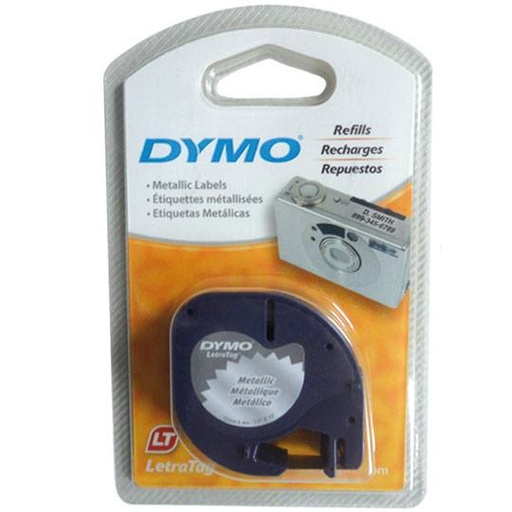 [BER-CNT-11338] CINTA P/ROTULADOR IMPRIME NEGRO C/FONDO GRIS METALICO  12MM. X 4MTS. / DYMO **DESCONTINUADO**