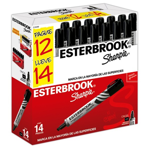 [BER-MAR-2120286] MARCADOR ESTERBROOK NEGRO CAJA C12+2 / SHARPIE