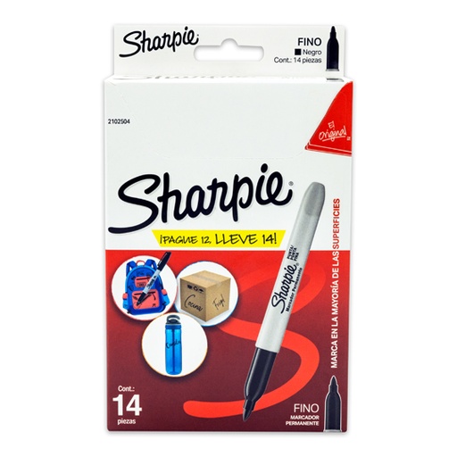 [BER-MAR-S12MAS2] PLUMON FINO NEGRO 12 PZS + 2 GRATIS / SHARPIE