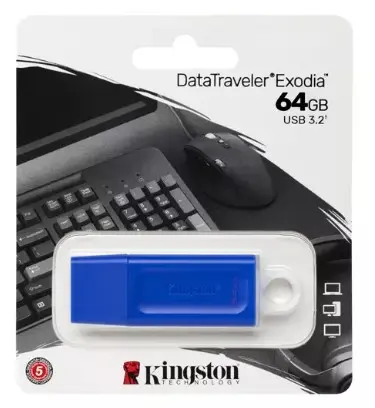 [ME-KIN-KCU2G64B] MEMORIA KINGSTON 64GB USB EXODIA AZUL / KINGSTON